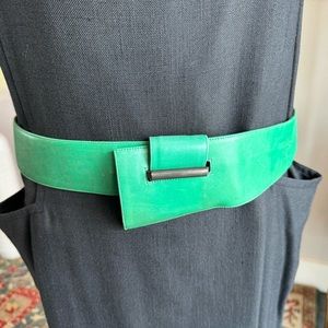 Vintage Xavier Danaud Green Leather Belt